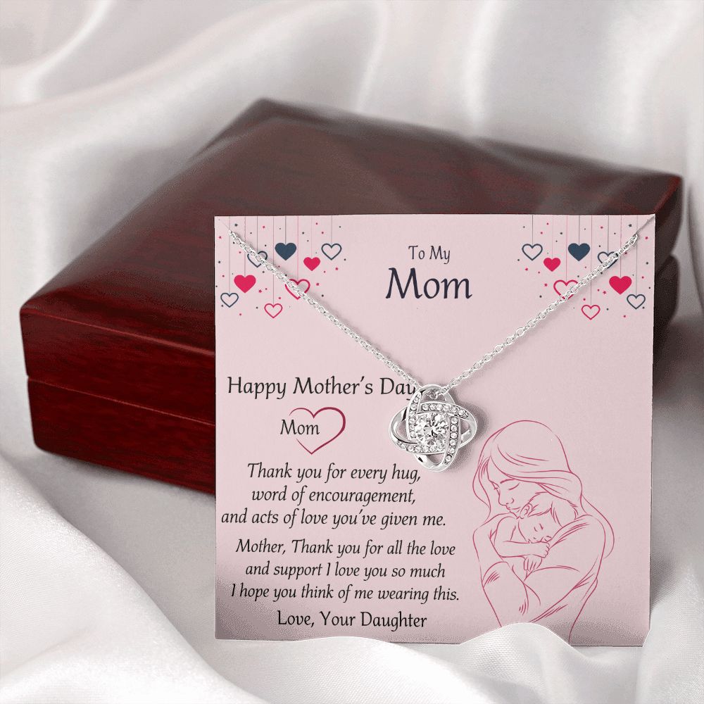 Happy Mothers Day Necklace, To My Mom Necklace From Mom, Mother Day Jewelry Gift Personalized Mothers Day Necklace Gifts For Mom Mother To Daughter Thank Gift Love Knot Necklace For Mom Jewelry Love Knot Necklace 6323