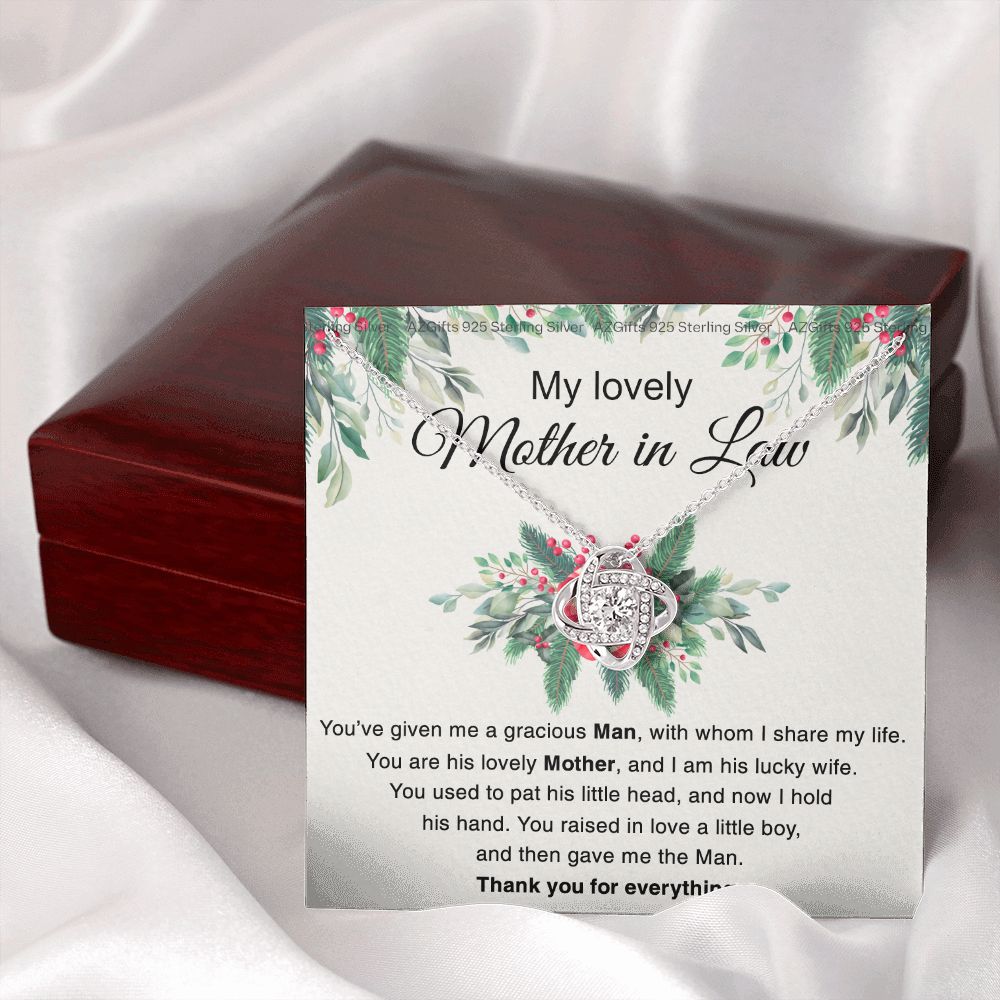 Mother in Law Gift Necklace, To My Lovely Mother In Law Love Knot Necklace From Daughter In Law Thank you For Mom Necklace Jewelry Gift For Women Bonus Mom Gift Necklace, Lovely Mother Gift Necklace Love Knot Necklace 6323
