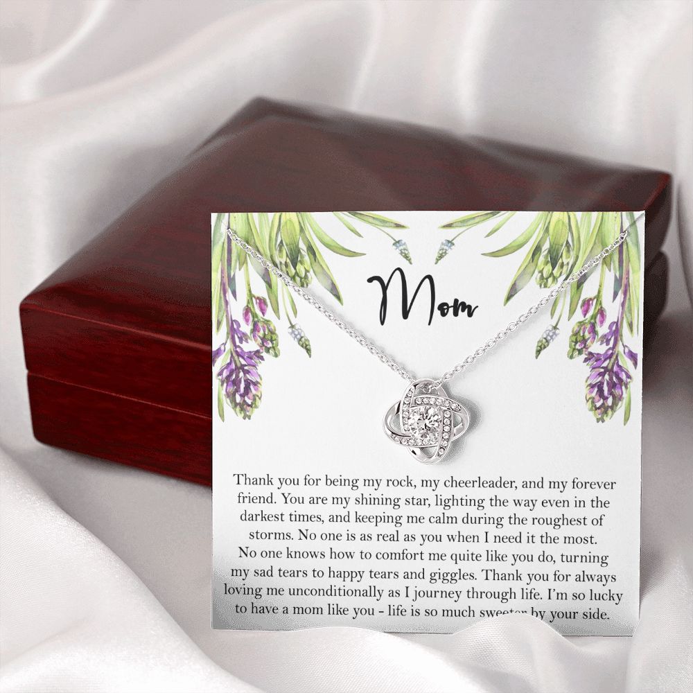 Thank You Mom Gift Necklace, To My Mom Love Knot Necklace Gift From Daughter And Mother Love Knot Pendant Gift For Mom, Bonus Mom Gift Necklace Thank You Pendant Gift For Mom, Jewelry Gift For Women