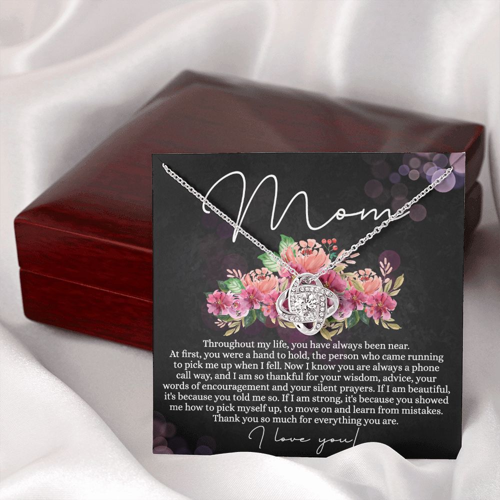 Mom Gift Necklace, To My Mom Love Knot Necklace From Daughter, Thank You Necklace Gift For Mom, Mother's Day Necklace Gift For Mom, Birthday Gift For Mom, Anniversary Jewlry Gift For Women Love Knot Necklace 6323