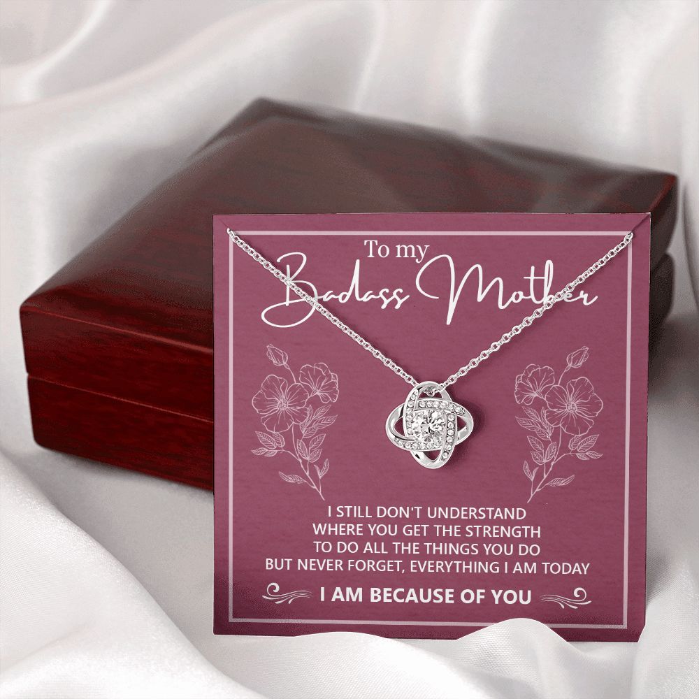 Badass Mother Necklace, To My Badass Mother Love Knot Necklace, Badass Mom Gift Necklace, Badass Mother Necklace Gift From Daughter, Mother's Day Necklace Gift For Mom, Jewelry Gift For Women Badass Love Knot Necklace 6323