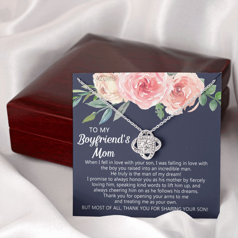To My Boyfriends Mom Necklace, Gifts for Boyfriend's Mom Necklace, Thank You Your Son Gift Necklace, Gifts My Boyfriends Mom Love Knot Necklace From Man Boyfriends Mom Christmas Necklace Mother's Day