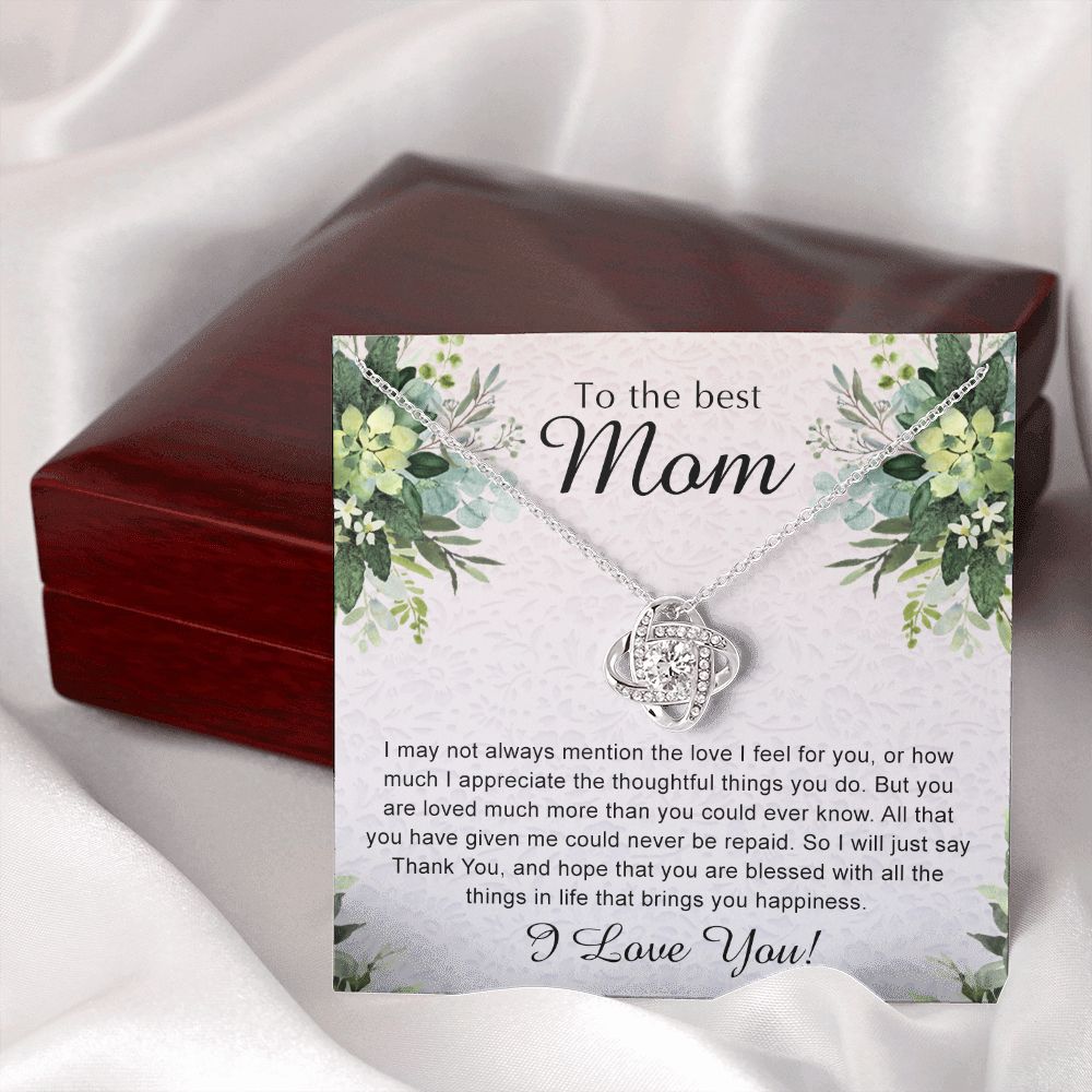 Mom Gift Necklace, To My Mom Love Knot Necklace Gift From Daughter, Son - Mother And Daughter Gift Necklace For Mom, To The Best Mom Love Knot Pendant, I Love You Necklace Gift For Mom To Daughter Love Knot Necklace 6323