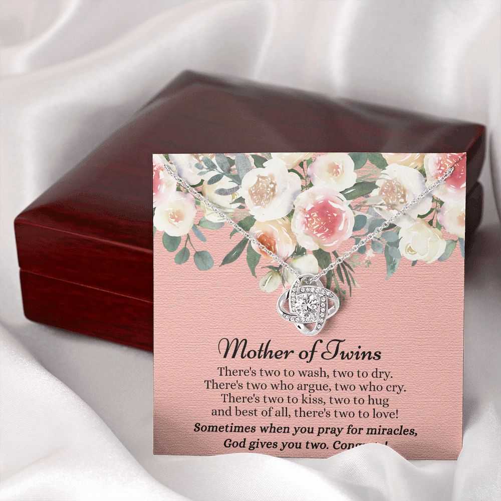 Mom Of Twins Necklace, Jewelry Gift For Mother Of Twins Love Knot Necklace, Parents of Twins, Gift Necklace For New Mom of Twins, Birthday Gift For Mom of Twins Necklace, New Mom Gift Necklace Love Knot Necklace 6323