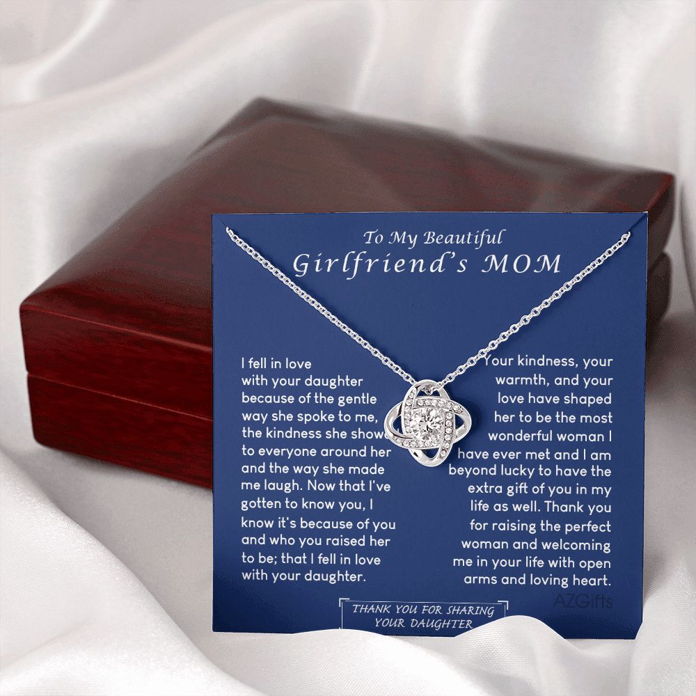To My Girlfriend's Mom Necklace, Beautiful Girlfriend's Mom Necklace From Daughter Girlfriend's Mom Love Knot Necklace Gift Necklace For Girlfriend's Mom From Daughter Girlfriend's Mom Gift Necklace
