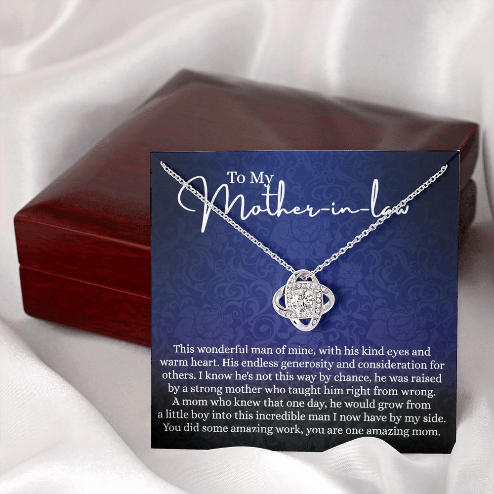 Happy Mother's Day Necklace - To My Mother In Law Love Knot Necklace From Son This Wonderful Man Of Mine, Mother In Law And Son In Law Gift Necklace Gift For Amazing Mom Jewelry Gift For Women Love Knot Necklace 6323