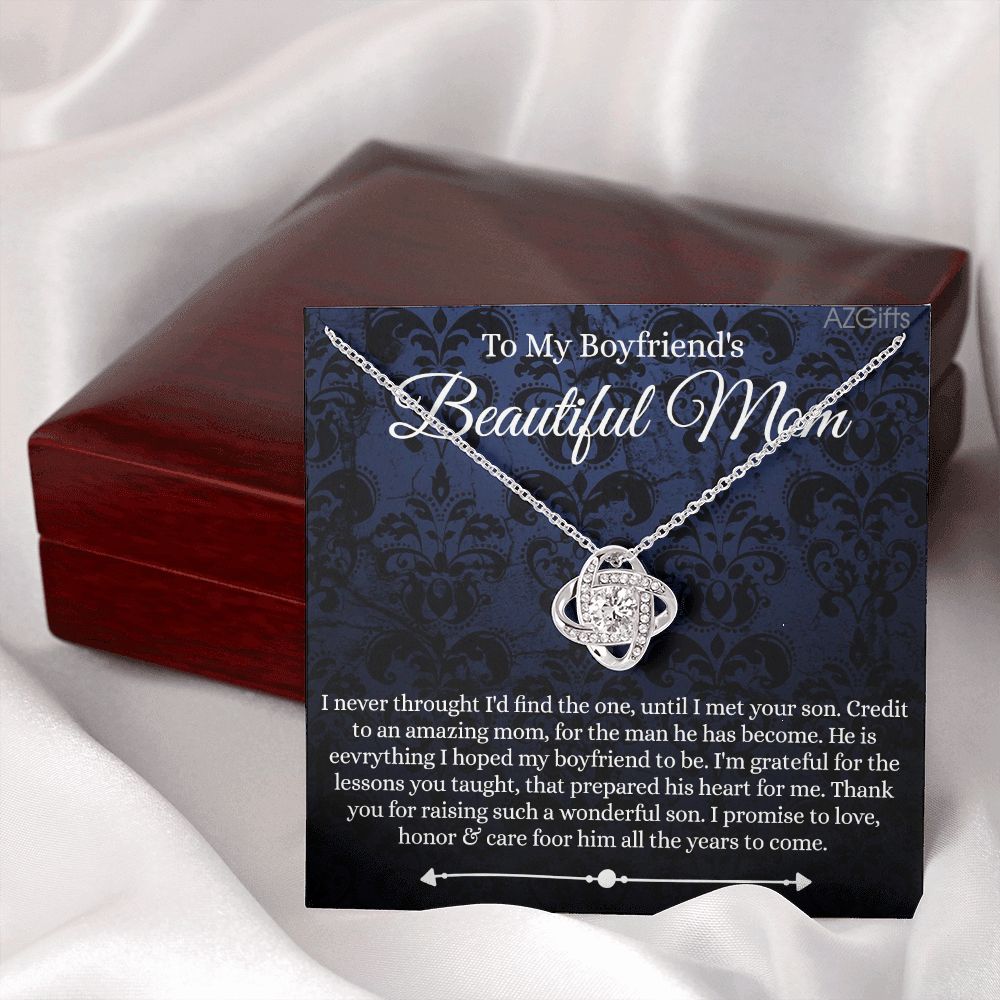 To My Boyfriend's Mom Necklace With Message Card Box, Boyfriends Mom Gift Necklace For Boyfriends Mom, Mother Girlfriends To Boyfriend Mom Gift Necklace For Mom Of Boyfriend Custom Message Card