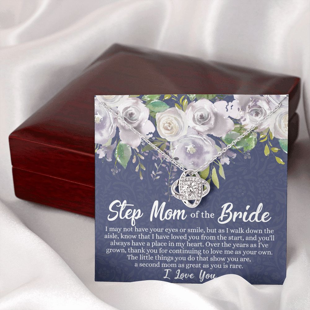 Mom Of The Bride Gift Necklace, To My Step Mom Love Knot Necklace From Daughter, Step Mom Gift Necklace - Second Mom Gift Necklace, Jewelry Gift For Women, Daughter To Step Mom Of The Bride Necklace Love Knot Necklace 6323