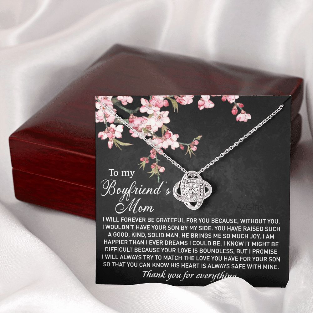 To My Boyfriends Mom Necklace, Gifts Necklace For Boyfriend Mom, Boyfriends Mom Birthday Gift, Boyfriend Mother Love Knot Necklace Gifts For Boyfriend Mom, Mother's Day Gift Jewelry For Women