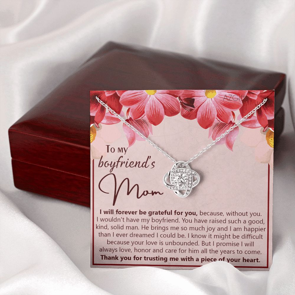 To My Boyfriend's Mom Necklace Gift For Boyfriends Mom, Love Knot Necklace For Boyfriend's Mom, Boyfriend's Mom Gifts From Girlfriend Mom Mother's Day, Xmas Holiday Present Jewelry For Women