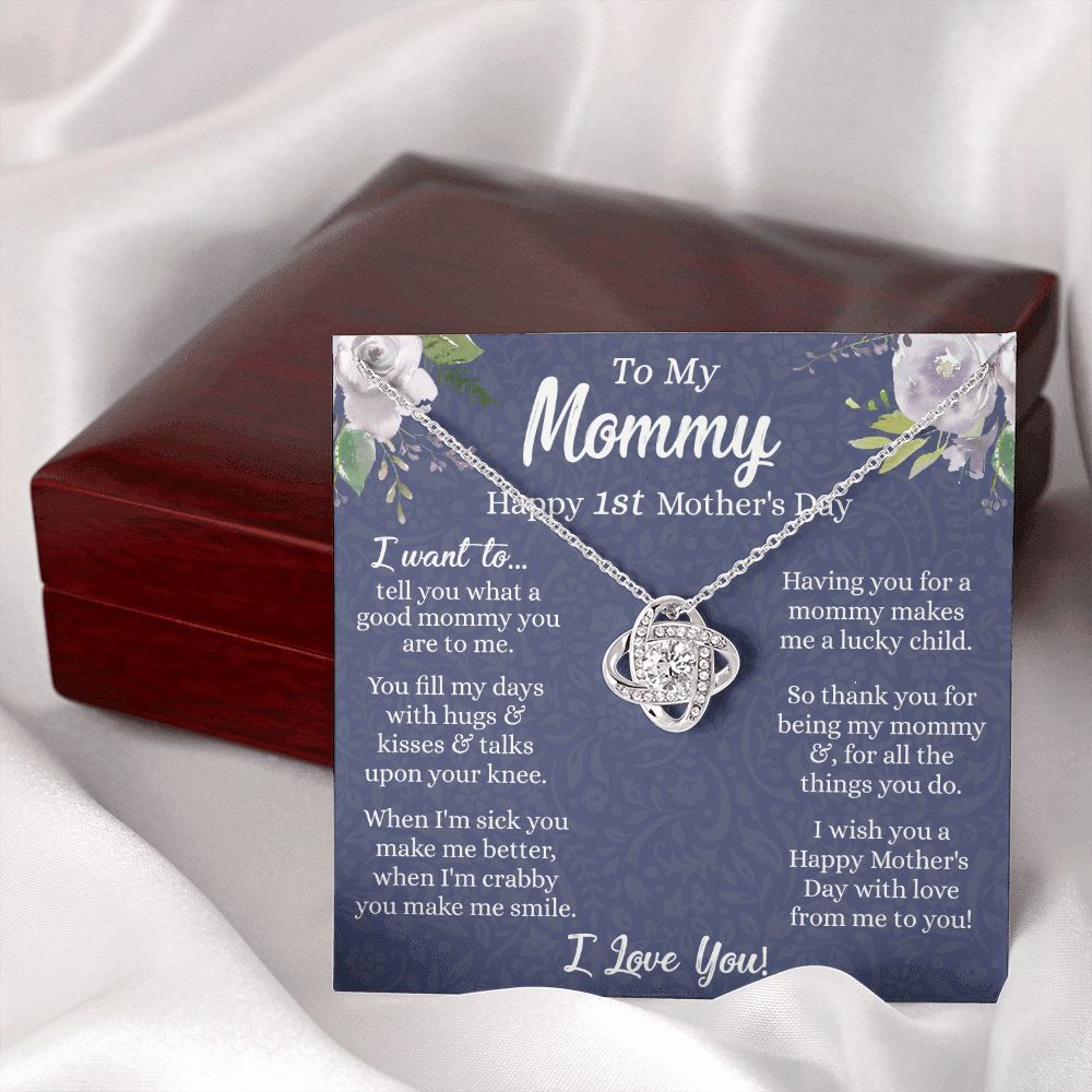 1st Mother's Day Necklace Gift, To My Mommy Love Knot Necklace From Daughter, Necklace Gift For Mom, Happy Mother's Day Necklace, Birthday Necklace For Mom Anniversary Jewlry Gift For Women Love Knot Necklace 6323