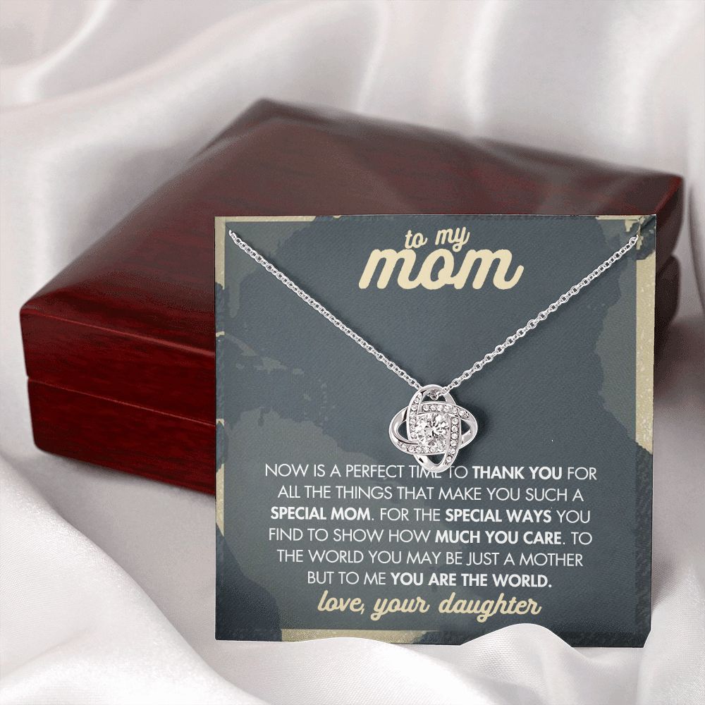 Mother And Daughter Necklace, To My Mom Love Knot Necklace From Daughter, Now Is A Perfect Time To Thank You Necklace Gift For Mom, Mother On Birthday Gift Anniversary Wedding Day Necklace For Mom Love Knot Necklace 6323