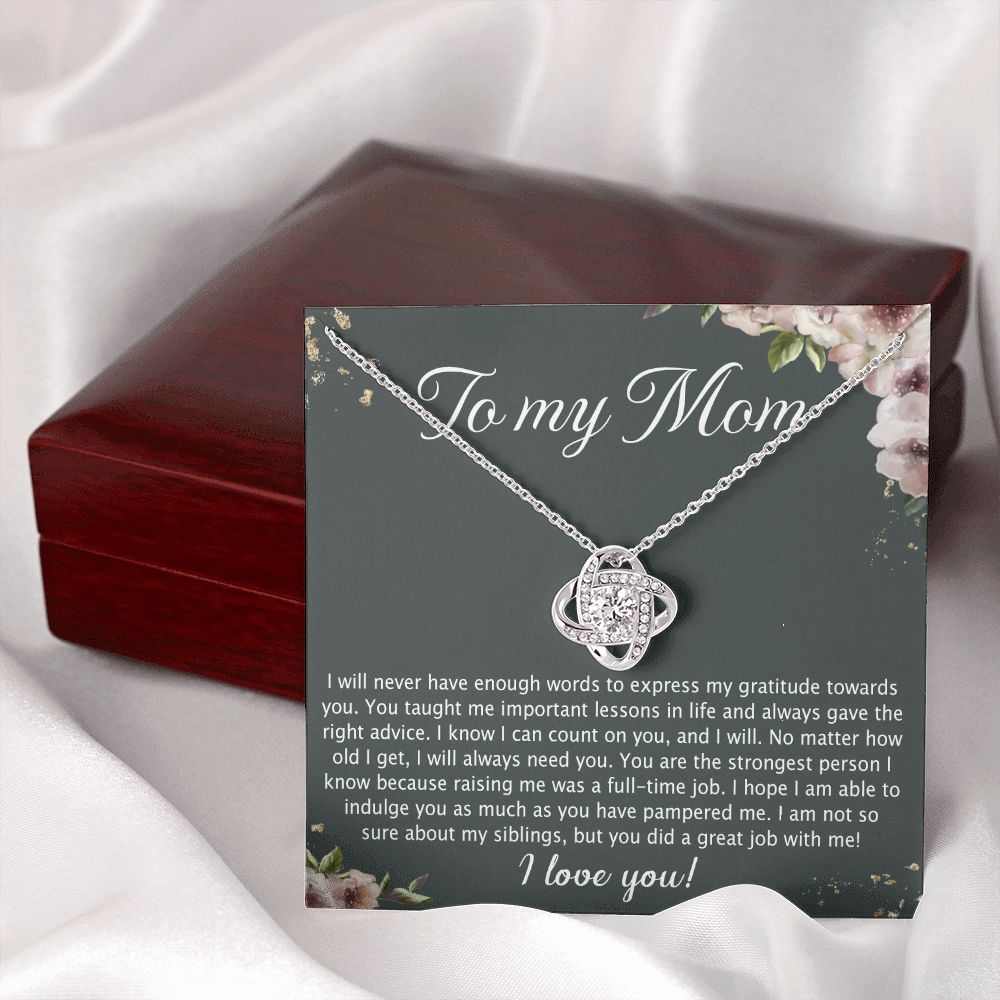 To My Mom Love Knot Necklace From Daughter, No Matter Necklace Gift For Mom, Daughter And Mother Love Knot Pendant Gift For Mom, Jewelry Gift For Women, Mom Gift Necklace, Daughter To Mom Pendant Love Knot Necklace 6323