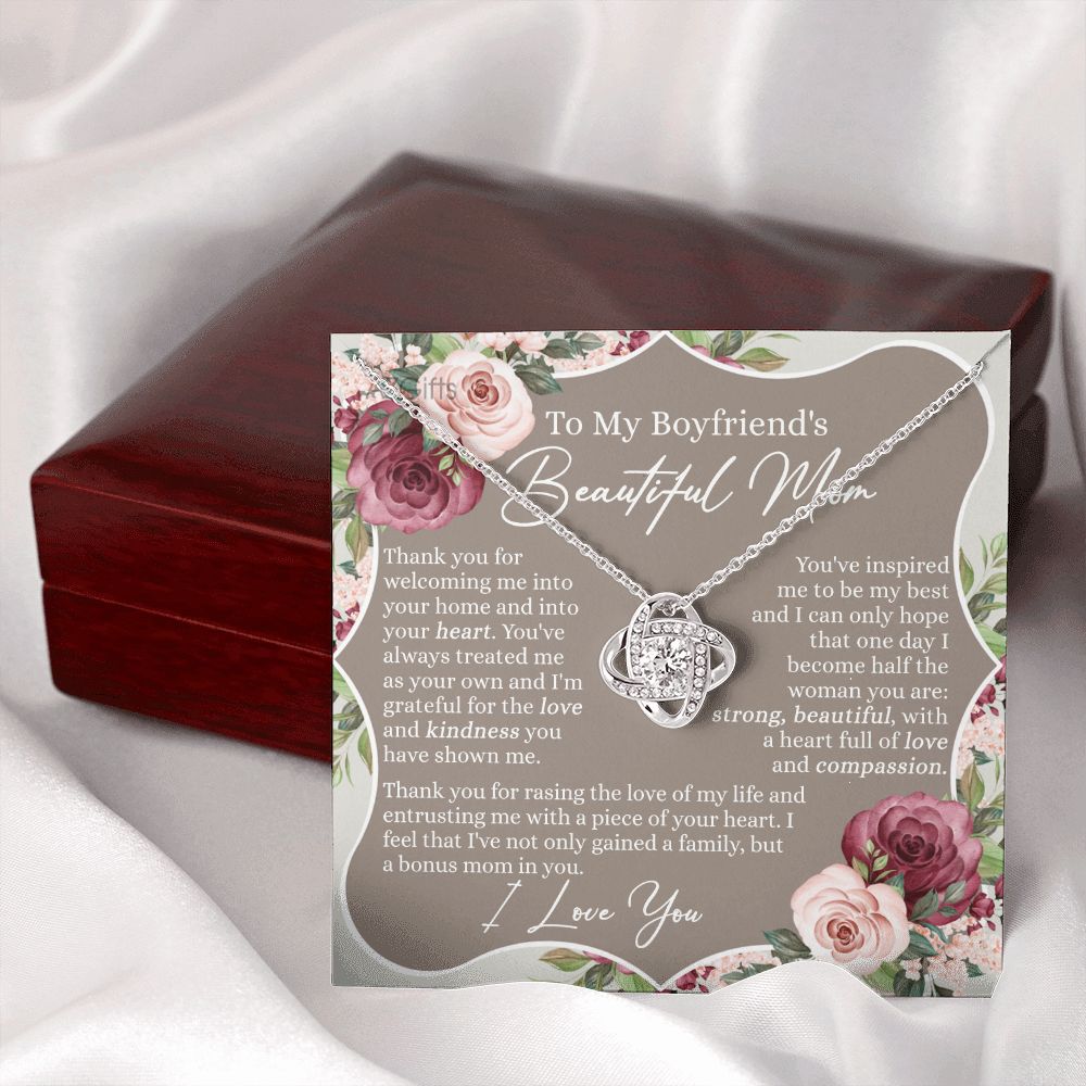 Gift For Boyfriend's Mom Necklace, To My Boyfriend's Mom Love Knot Necklace, Gift To Boyfriend's Mom Necklace For Beautiful Mom Jewelry, Boyfriend's Beautiful Mom Jewelry For Women Girlfriend's Mom Love Knot Necklace 6323