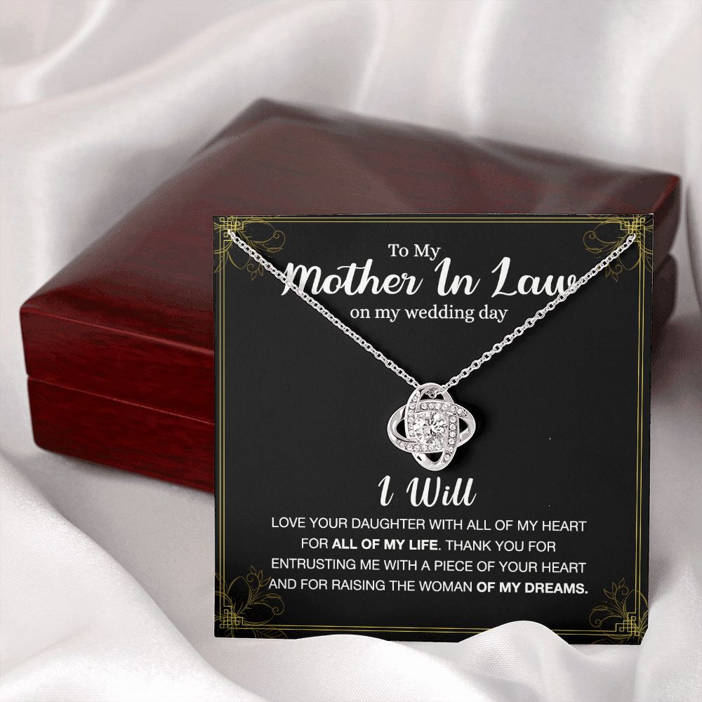 Mother In Law Gift Necklace, To My Mother In Law Love Knot Necklace Gift From Daughter, Mother In Law On My Weding Day Necklace, The Love Knot Necklace Gift On Wedding Day For Mother In Law Jewelry Love Knot Necklace 6323