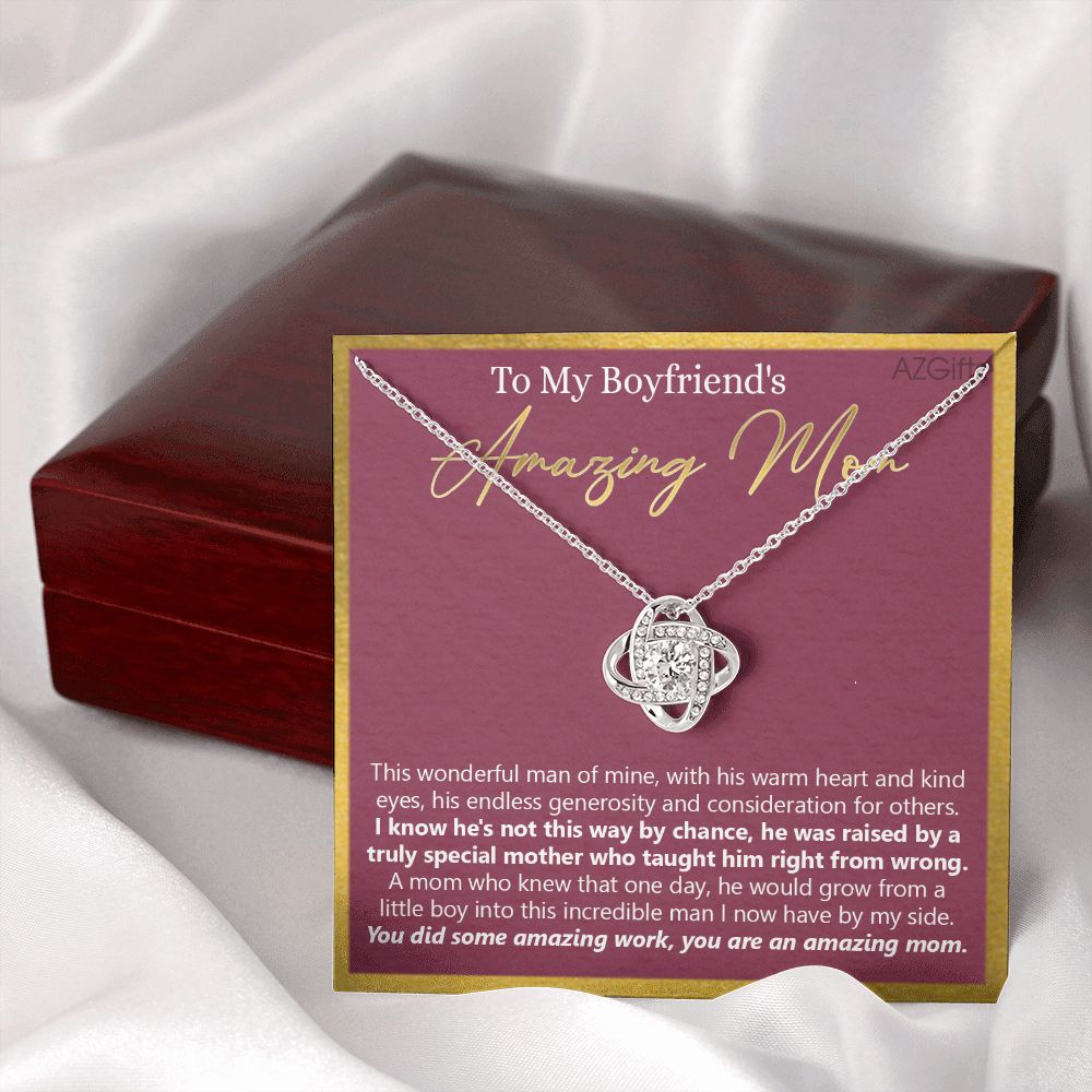 To My Boyfriends Mom Love Knot Necklace, Gifts For Boyfriend Mom, Boyfriends Mom Birthday Gift Idea, Boyfriend Mother Gift, Necklace For Boyfriends Mom, Mother's Day Gift Necklace For Women