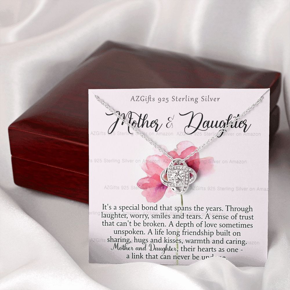 Mother Daughter Gift Necklace, To My Mother Love Knot Necklace with Message Card And Box Gift For Mother To Daughter Gift Necklace for Mom from Daughter Gift Birthday Gift for Mom Daughter Necklace Love Knot Necklace 6323