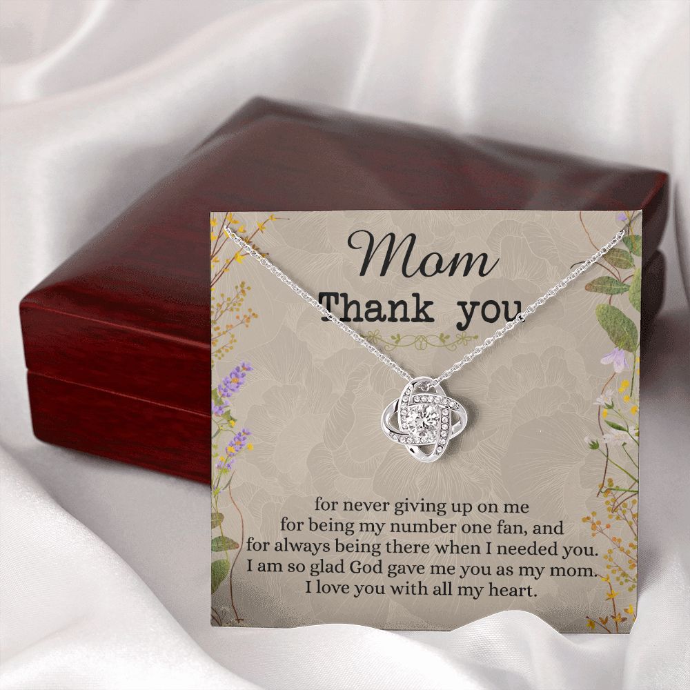 Mom Thank You Gift Necklace, To My Mom Love Knot Necklace From Daughter Necklace Gift For Mom Mother's Day Necklace Gift For Mom, Birthday Gift For Mom Anniversary Jewlry Gift For Women, Mom Love Knot Necklace 6323