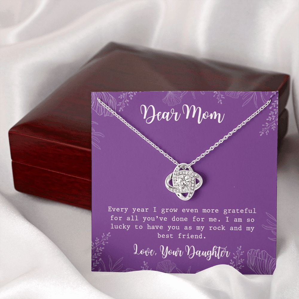 Dear Mom Necklace, To My Mom Love Knot Necklace From Daughter My Best Friend Gift Necklace For Mom, Birthday Gift For Mom, Anniversary Pendant Gift For Mom, Jewelry Gift For Mom From Daughter Git Love Knot Necklace 6323