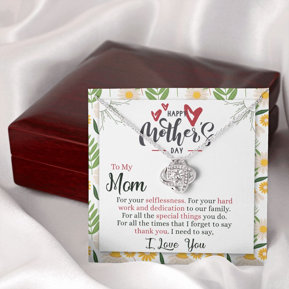 To My Mom Necklace, Happy Mother's Day Necklace Gift For Mom, Thank You Gift Necklace For Mom, To My Mom Necklace From Daughter Or Son, Mother And Daughter Jewelry Gift For Women, Bonus Mom, Mother Love Knot Necklace 6323