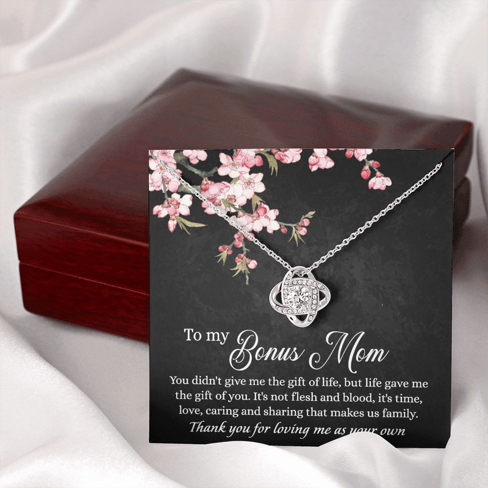 Bonus Mom Gift Necklace, To My Bonus Mom Love Knot Necklace Gift For Mom Mother And Daughter Necklace Gift For Mom, Flower Necklace Gift For Mom, Bonus Mother Gift Necklace Jewelry Gift For Women Love Knot Necklace 6323