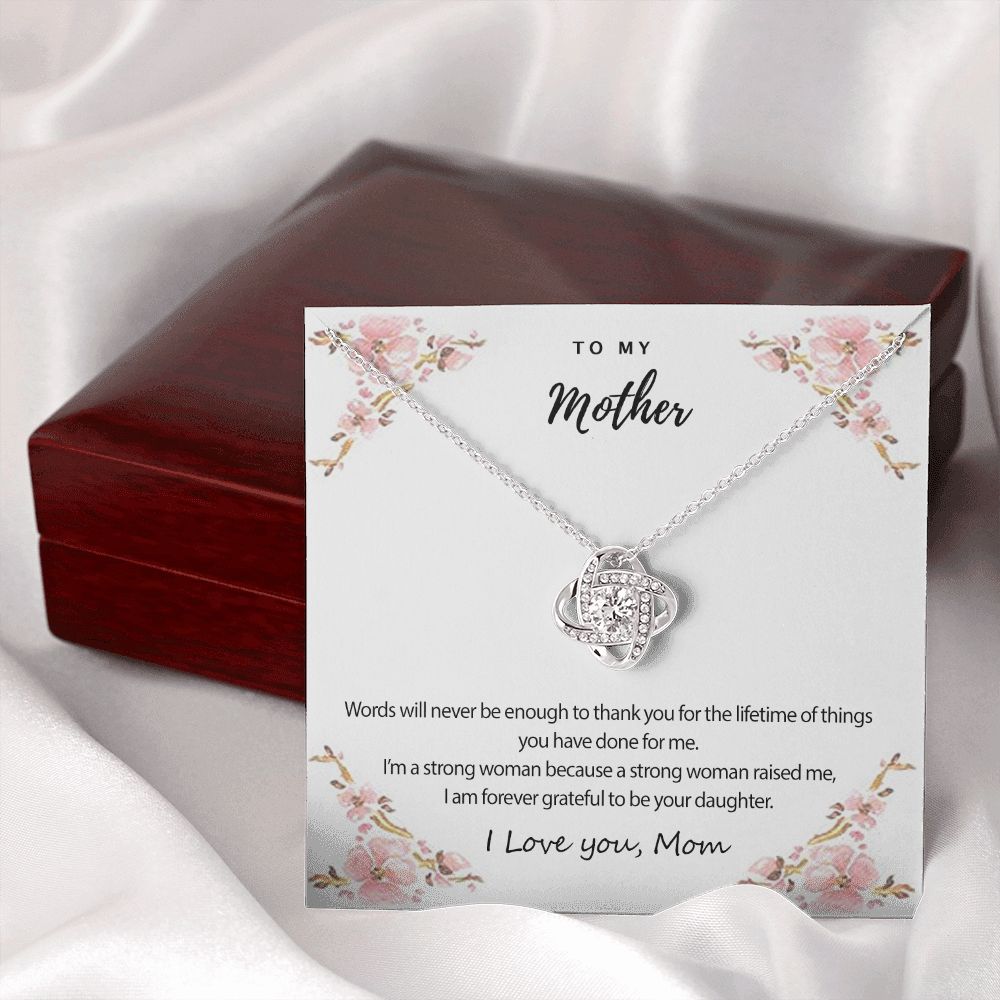 Mother And Daughter Necklace, To My Mother Necklace From Daughter Thank You For The Lifetime Necklace Gift For Mom, Daughter To Mom Necklace On Birthday Gift Anniversary Mother's Day Necklace Gift Love Knot Necklace 6323