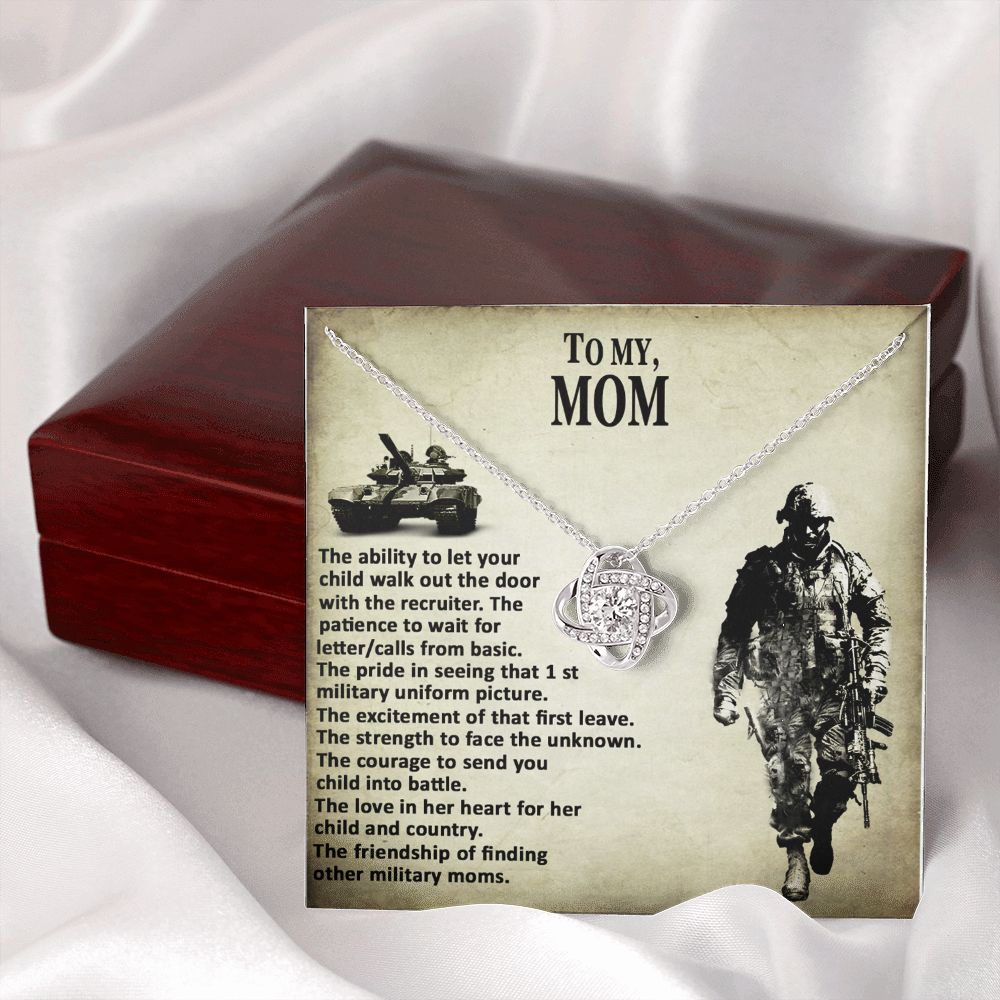Military Mom Necklace, To My Mom Necklace From Son, Favourite Soldier Necklace Gift For Mom, Daughter And Military Mom Love Knot Necklace Gift, Mom Gift Necklace, Soldier Mom Necklace Gift For Women Love Knot Necklace 6323