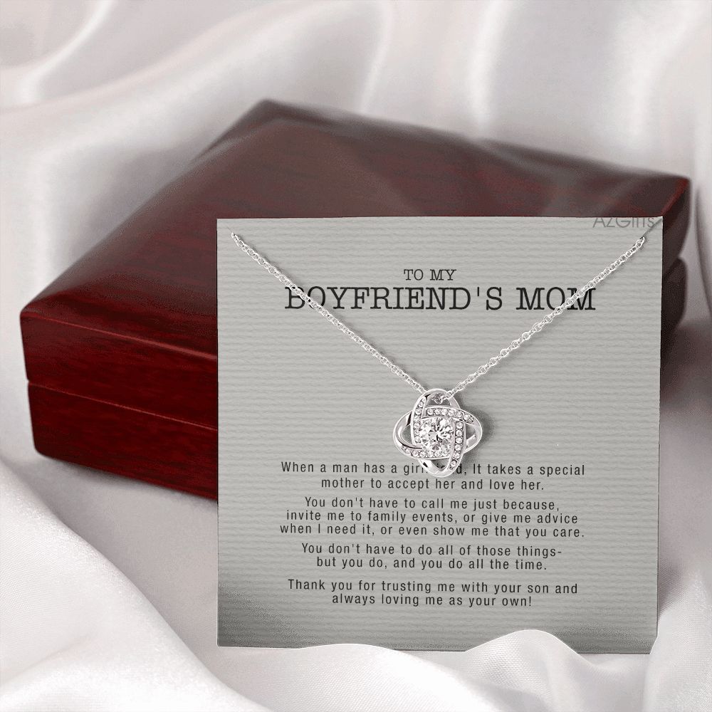 Gifts for Boyfriend's Mom Necklace, To My Boyfriends Mom Necklace, Boyfriend's Mom Gifts, Gifts For My Boyfriends Mom Love Knot Necklace From Man, Boyfriends Mom Christmas Necklace Mother's Day Love Knot Necklace 6323