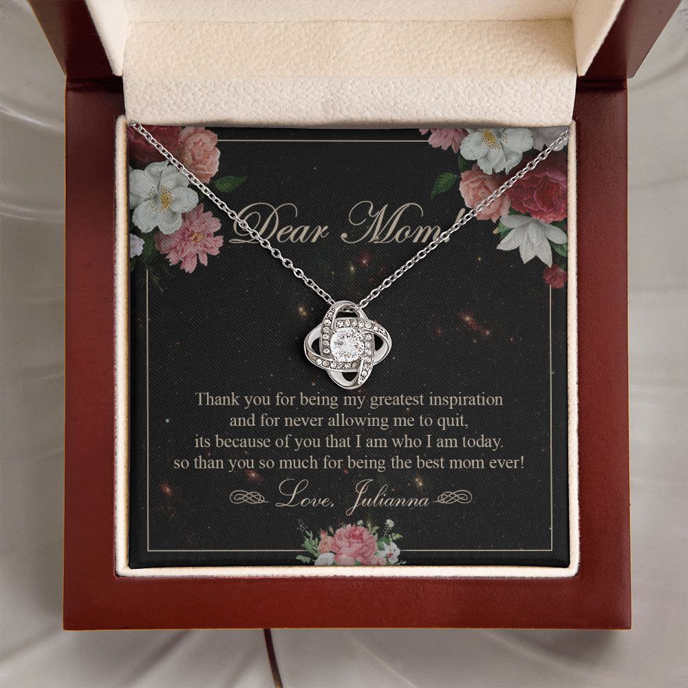 To My Mom Necklace, Gift For Mom On Mother's Day Thank You Mom Gifts From Kids Mom Julianna Love Knot Necklace for Mom fromDaughter or Son