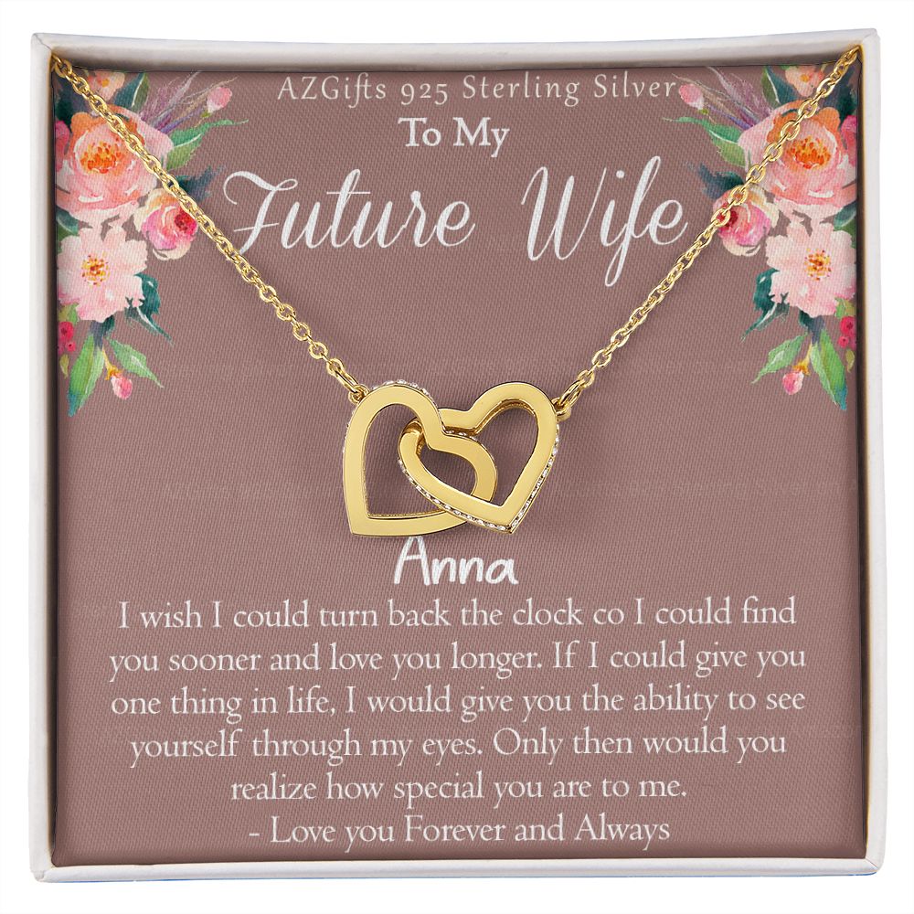 To My Future Wife Necklace from Future Husband Boyfriend Gift for Girlfriend Personalized Necklace Gift for Girlfriend Pendant Jewelry for Fiance Romantic Gifts For Her Interlocking Hearts Necklace