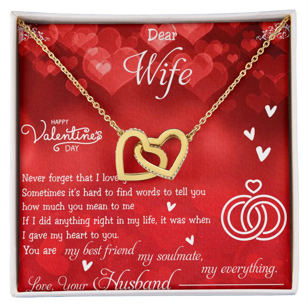 To My Wife Necklace, Wedding Anniversary Jewelry For Women, Necklace For Wife from Husband, Gift For Wife Birthday Gifts From Husband Necklace, Jewelry With Message Card In A Gift Box4 Interlocking Hearts Necklace