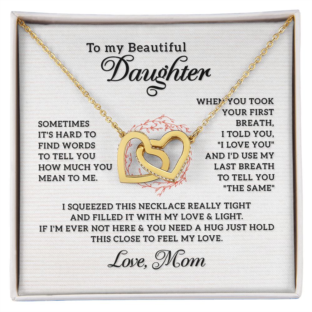 To My Beautiful Daughter Necklace from Mom, Mother and Daughter Necklace, Gift for Daughter, Necklace for Daughter, Gift for Daughter from Mom, Daughter Gift from Mother 301 Interlocking Hearts Necklace