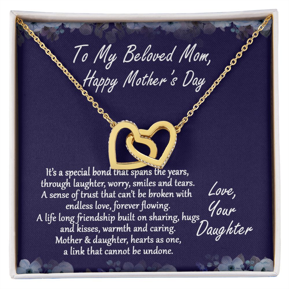 Mom Necklace Gifts for Mom from Daughter to Mom Gifts for Mothers Day from Daughter, To My Mom Necklace from Daughter to Mom Birthday Gifts Necklace with Message Card and Gift Box2232 Interlocking Hearts Necklace