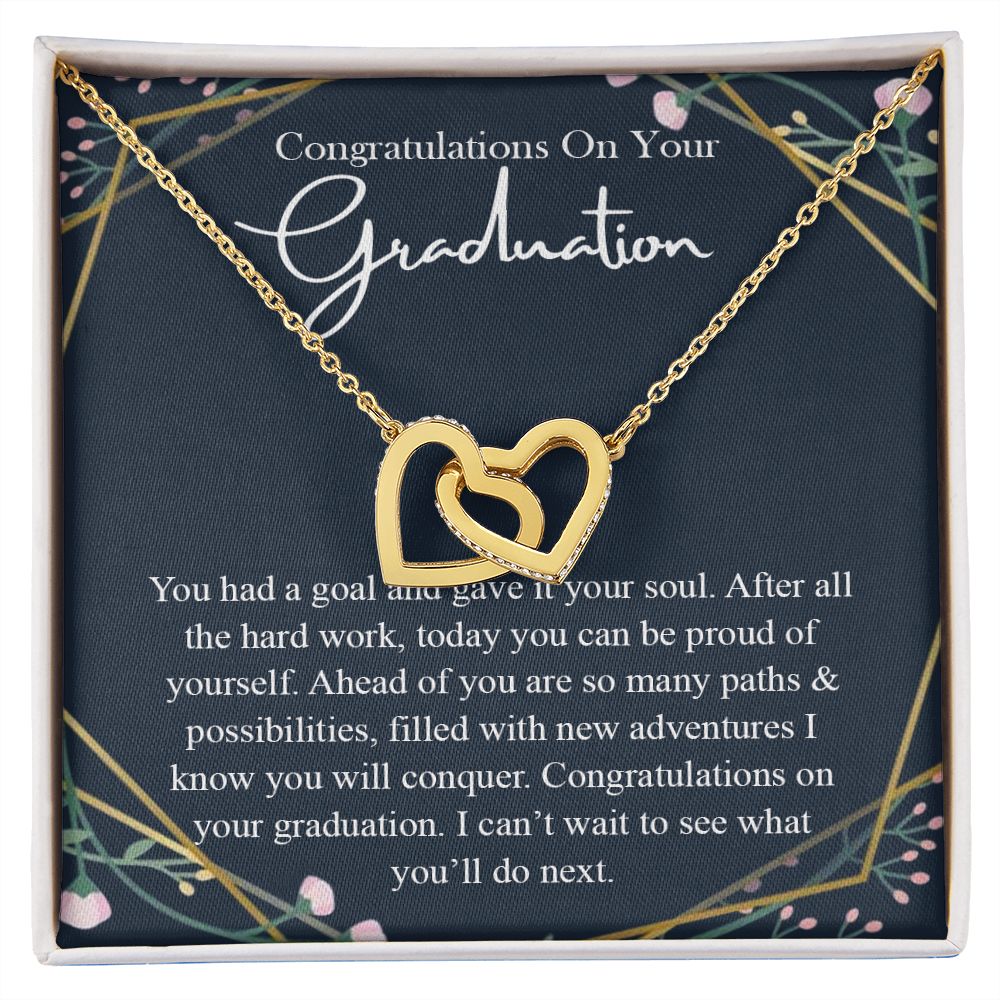 Graduation Gift For Her Necklace High School Graduation Gift, Congrats Graduation Pendants Gift For Daughter, Granddaughter, Niece, Sister Interlocking Hearts Necklace