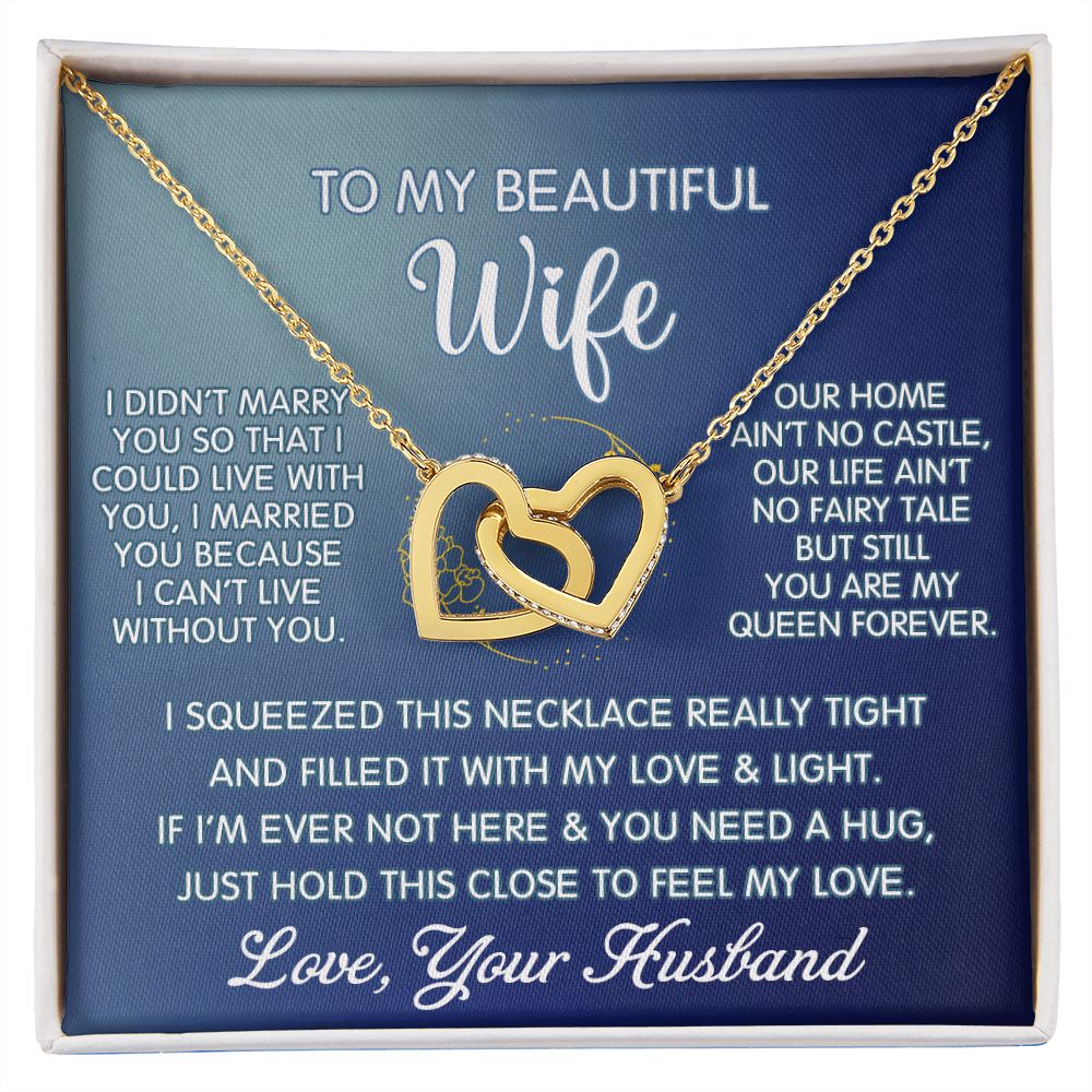 To My Beautiful Wife Necklace, Wedding Anniversary Jewelry For Women, Necklace For Wife from Husband, Gifts For Wife Birthday Gifts Necklace, Jewelry With Message Card In A Gift Box