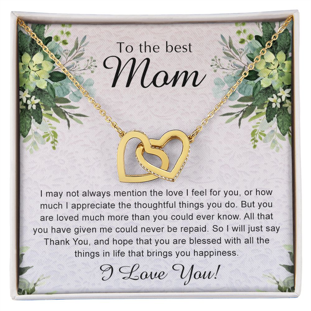 To My Best Mom Necklace, Necklace for Mother, Daughter Gift For Mom, Present For Mom, Mother Gifts from Son or Daughter, Jewelry Gift for Mothers Day, Birthday Gift for Mother, Moms Interlocking Hearts Necklace