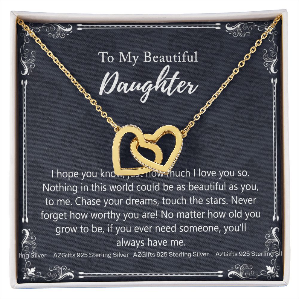 To My Daughter Necklaces Pendants - Father and Daughter Necklace - Gift from Daddy - Luxury Necklace Silver On Birthday, Anniversary - Includes Gift Box Interlocking Hearts Necklace