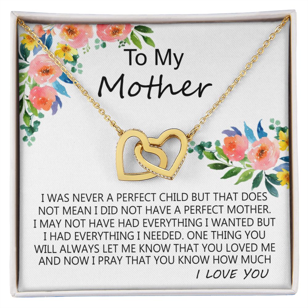 To My Mom Necklace Pendant Gift From Daughter And Happy Mother's Day Gift For Mom Birthday, Anniversary A Perfect Child Interlocking Hearts Necklace