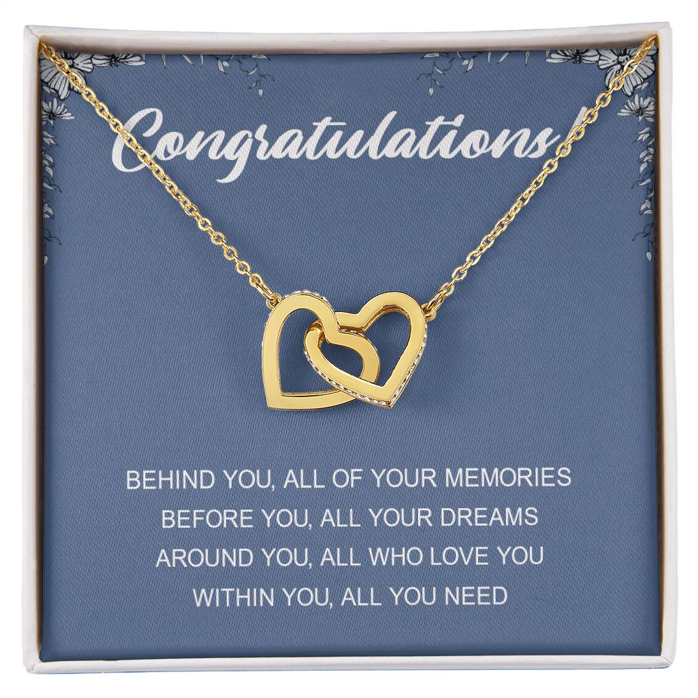 Graduation Gift Necklace for Girls College, High School, Love Knot Necklace Congrats Graduation Pendants Gift For Daughter, Granddaughter, Niece, Sister Interlocking Hearts Necklace