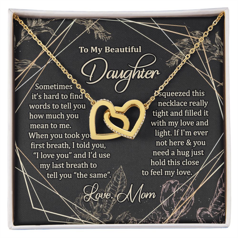 To My Daughter Gift Necklace from Mom, Mother and Daughter Necklace for Girls, Mother Daughter Gift Ideas, Jewelry Pendant Interlocking Hearts Necklace