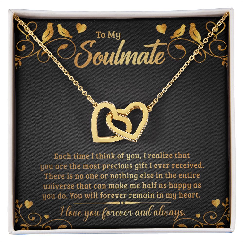 To My Soulmate Necklace for Women Birthday Christmas Jewelry Gifts For My Wife with Message Card Box Personalized Gift Present Pendant for Future Wife Soulmate Girlfriend Love 19 Interlocking Hearts Necklace