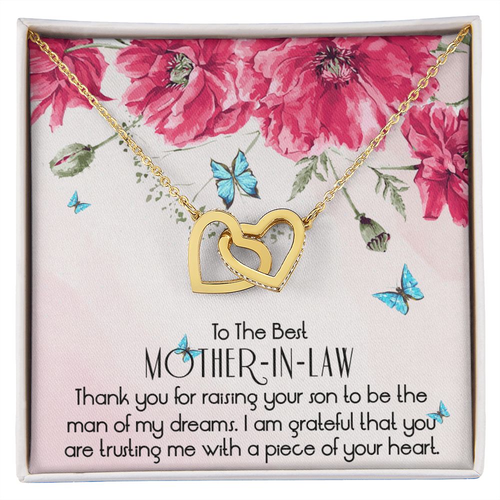 To The Best Mother In Law Necklace, Mother In Law Gifts, Mothers Day Gifts Necklace Interlocking Hearts Necklace