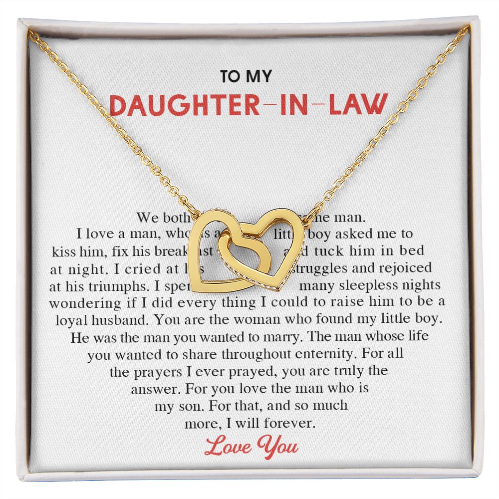 To My Daughter-in-Law Alluring Beauty Necklace Birthday Graduation Gift For Her Interlocking Hearts Necklace