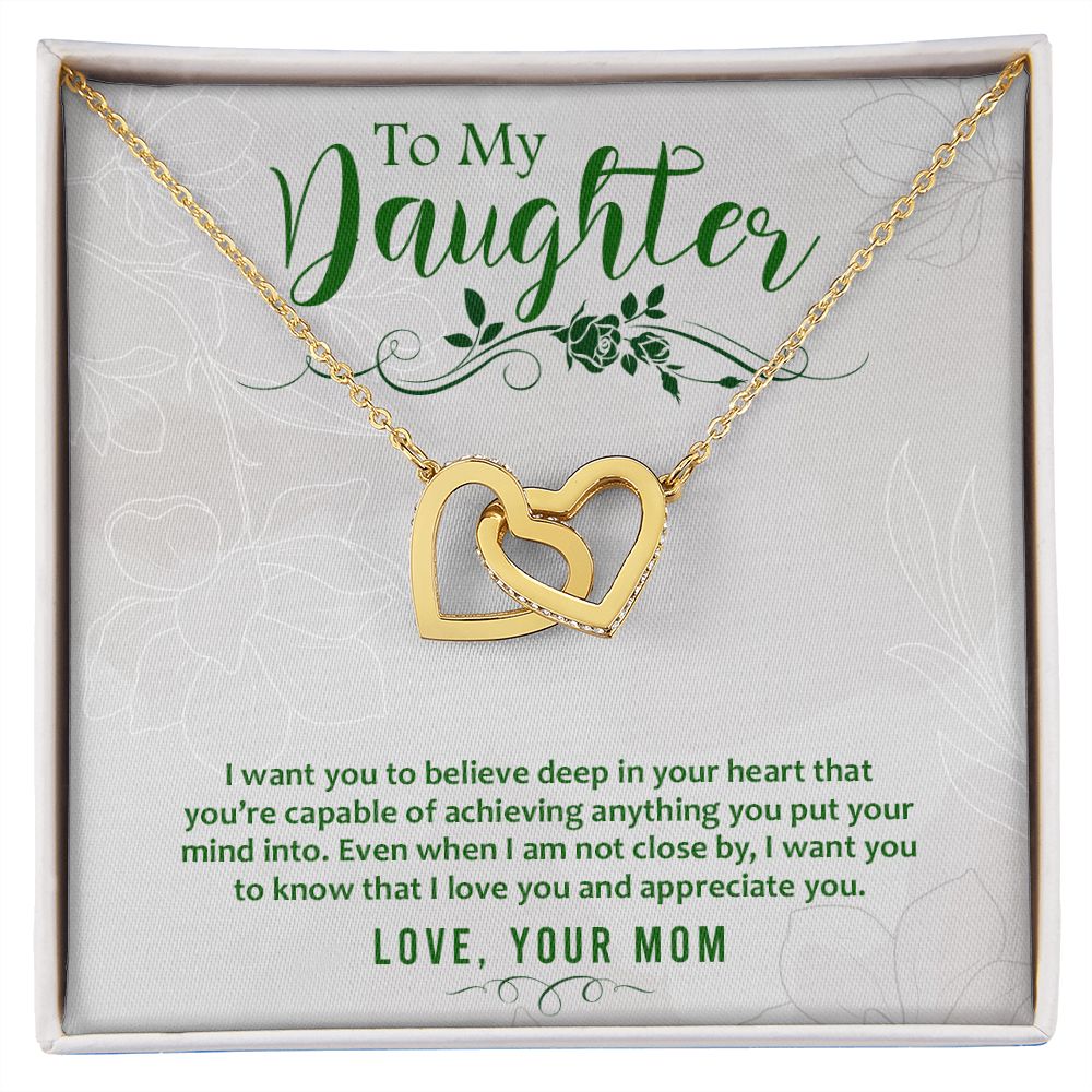 Mother and Daughter Necklace for Girls, To My Daughter Gift Necklace from Mom, Birthday Christmas Gift Graduation Gifts for Daughters, Jewelry Pendant Present for Daughter, Mother Daughter Gift 42 Interlocking Hearts Necklace