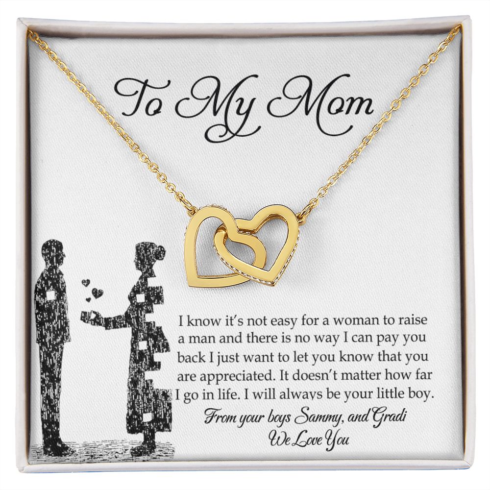 To My Mom Necklace, Gift For Mom, Mother's Day Gift from Son, Mom Jewelry Gift for Mothers Day, Birthday Gift for Mother, Moms Gift from Daughter Son, Necklace for Mom Mother Interlocking Hearts Necklace