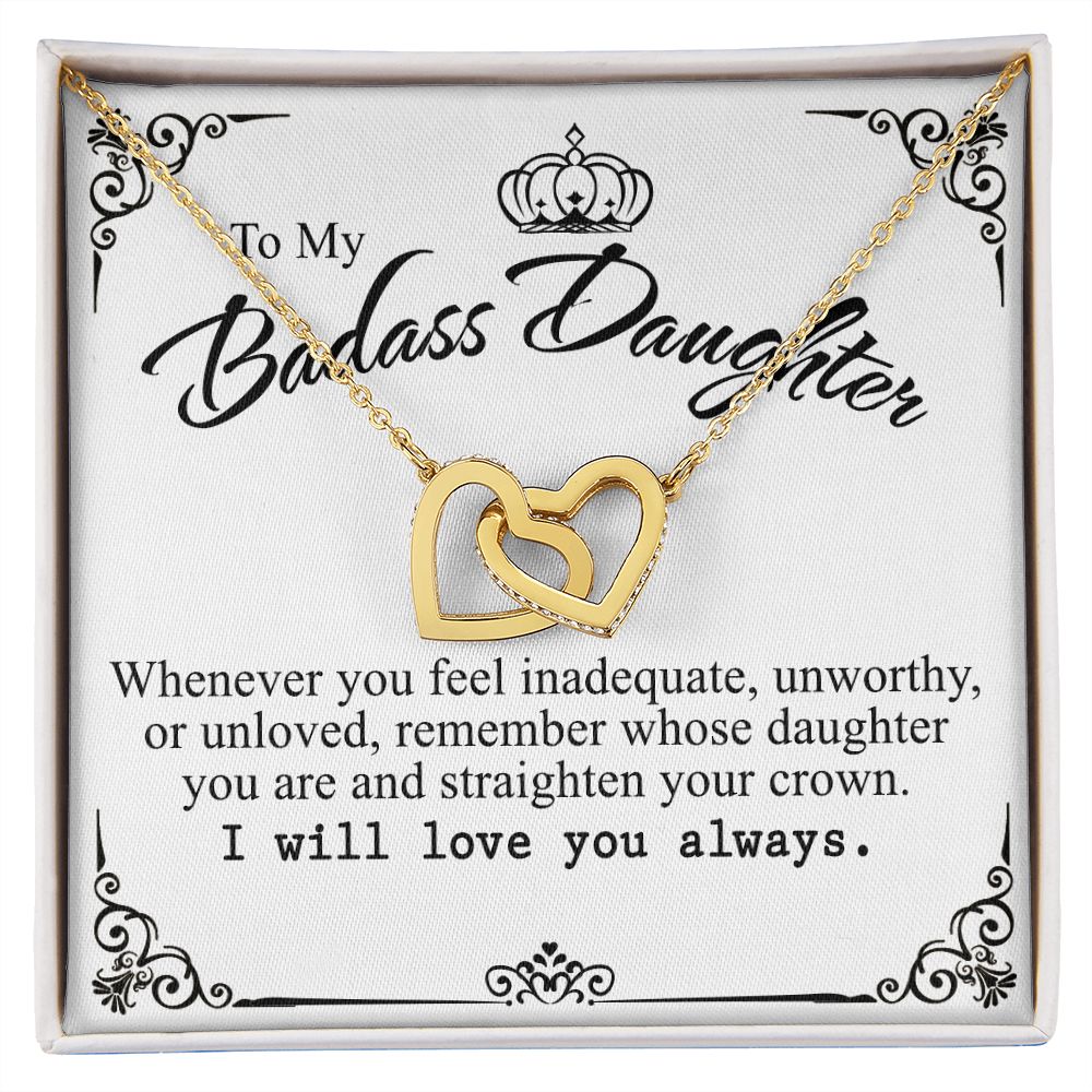 Bonus Daughter Gifts From Stepdad, Step Daughter Gifts From Stepmom, Stepdaughter Gifts From Stepdad, Father Stepdaughter Necklace, To My Bonus Daughter Necklaces, Christmas Gifts For Bonus7 Interlocking Hearts Necklace