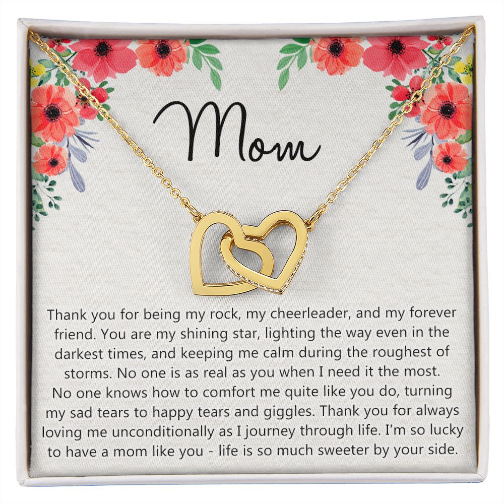 To My Mom Gift Necklace for Mother Daughter Jewelry, Thank You Mom Gift, Gift for Mom from Daughter to Mother Necklace Pendant Jewelry Box for Mom on Mother's Day Birthday Interlocking Hearts Necklace