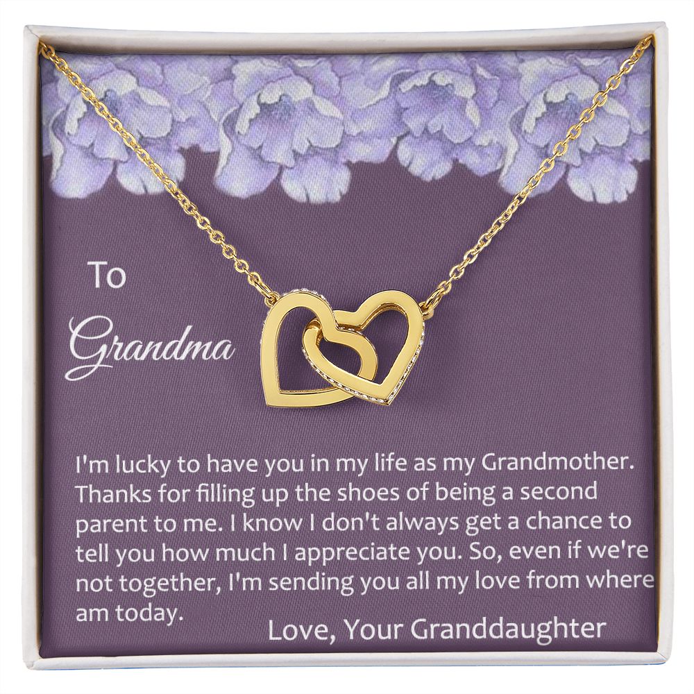To My Grandma Necklace, Gift for Grandmother Necklace, Mothers Day Gift For Grandma Nana, Grandma Jewelry From Grandchildren GrandKids , Jewelry Box Gift For Grandma Grandmother21 Interlocking Hearts Necklace