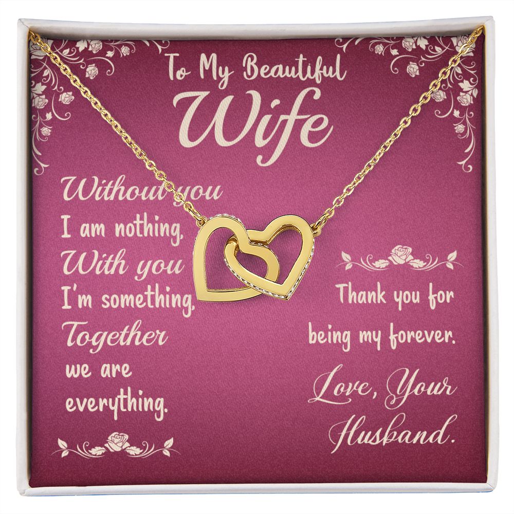 To My Beautiful Wife Necklace, Gift for Wife from Susband, Interlocking Hearts Neckalce Gift for Wife from Husband Necklace for Wife Luxury Jewelry Necklaces Styles On Birthday, Xmas, tyle Luxury Led Box