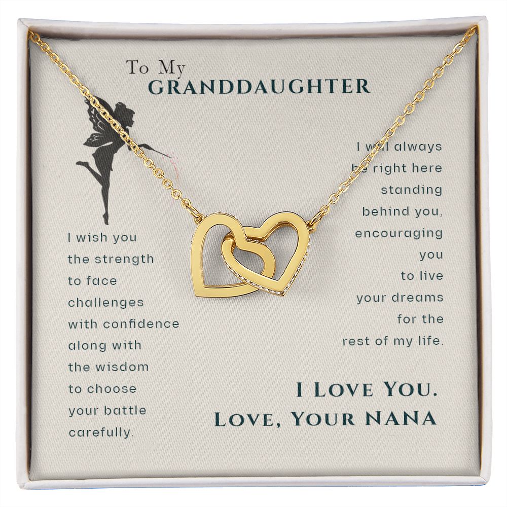 To My Granddaughter Dragonfly Necklace, Gift for Granddaughter From Nana Interlocking Hearts Necklace